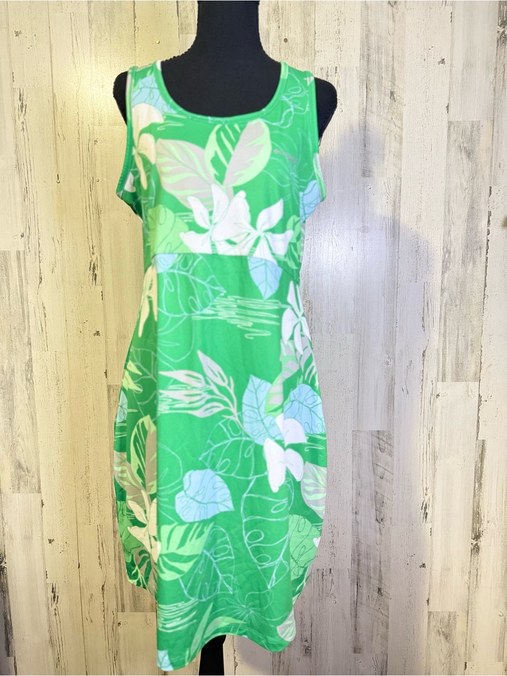 Columbia PFG Freezer III Tropical Floral Sleeveless Dress Green Size L
